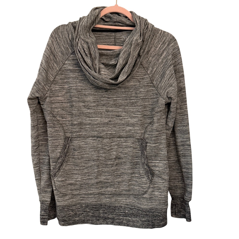 L.L. Bean Cowl Neck Pullover Womens Large Gray Excellent Space Dye Sweatshirt